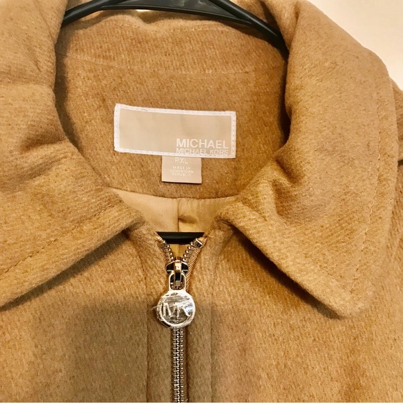Dark Camel Michael Kors Hooded Notched-Collar Coat, Women’s PXL Created by Macys - Picture 4 of 16